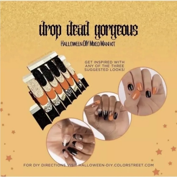 Color Street: Drop Dead Gorgeous | Halloween Mixed Mani Kit Orange Black Pumpkin - Picture 2 of 12